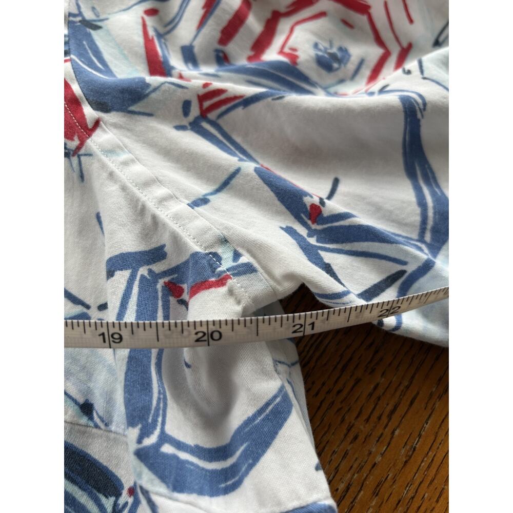 Chaps Nautical Print Button-Up Shirt Size 1X Cotton Coastal Beachy Top - Picture 9 of 11